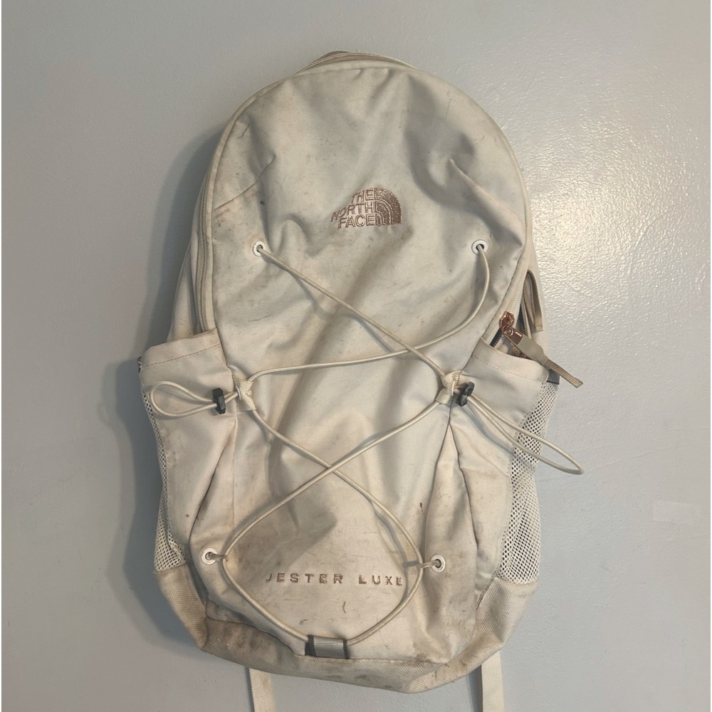 North Face jester luxe backpack white and rose gold